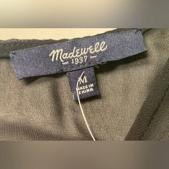 Madewell Floral Fringe Sheer Black Peasant Blouse Top NWT — M - Picture 4 of 8